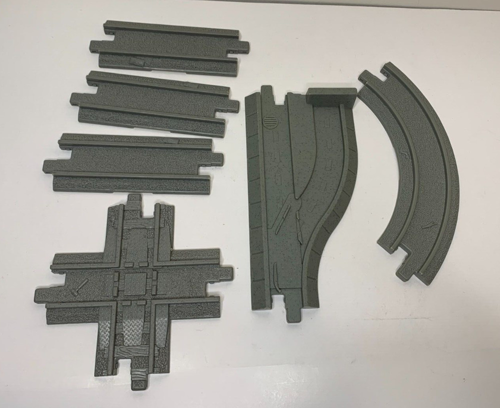 Fisher Price Geotrax Gray Railroad Train Track Lot 6 Pieces Straight Curve Cross